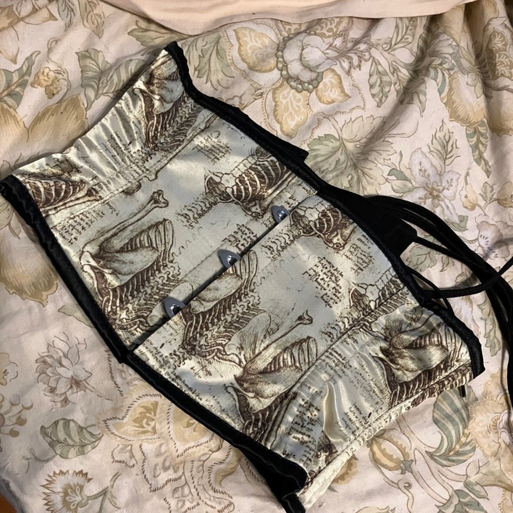 Waist cincher corset with skeletons, 24"